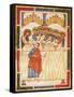 Last Supper, Miniature from the Matilde of Canossa Gospels, Italy 12th Century-null-Framed Stretched Canvas