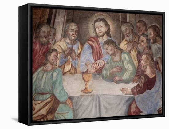 Last Supper, Our Lady of Assumption Church, Cordon, Haute-Savoie, France, Europe-Godong-Framed Stretched Canvas