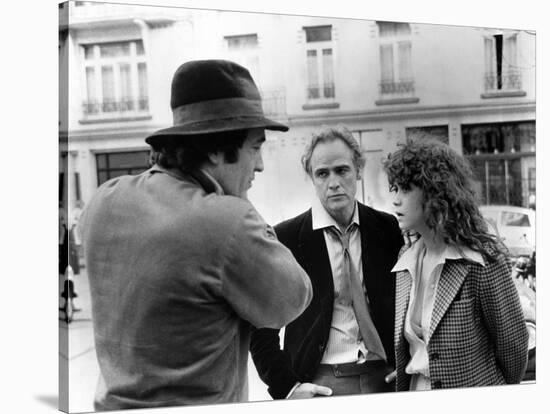 LAST TANGO IN PARIS, 1972 directed by BERNADO BERTOLUCCI On the set, Bernado Bertolucci directs Mar-null-Stretched Canvas
