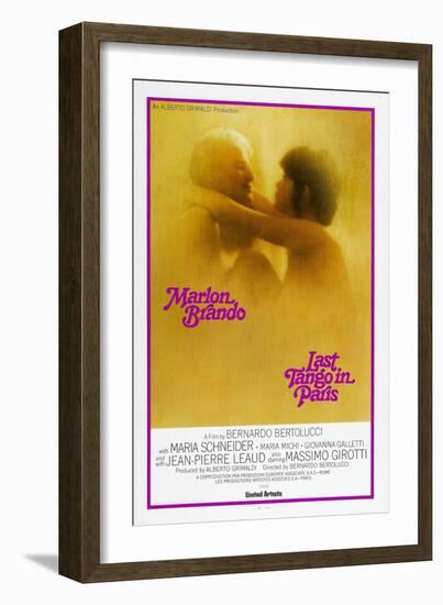 Last Tango in Paris, Marlon Brando, Maria Schneider, US poster, 1972-null-Framed Art Print