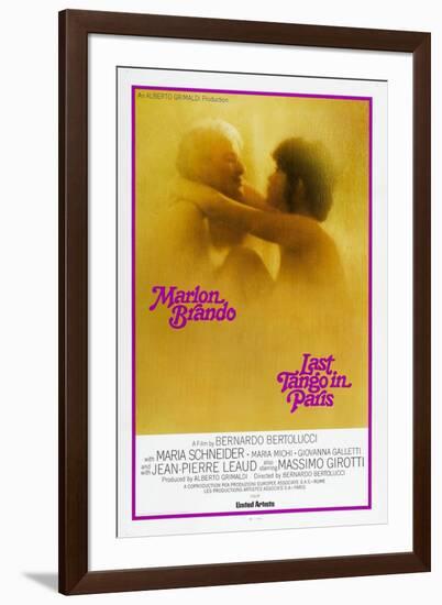 Last Tango in Paris, Marlon Brando, Maria Schneider, US poster, 1972-null-Framed Art Print
