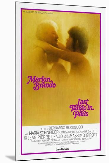 Last Tango in Paris, Marlon Brando, Maria Schneider, US poster, 1972-null-Mounted Art Print