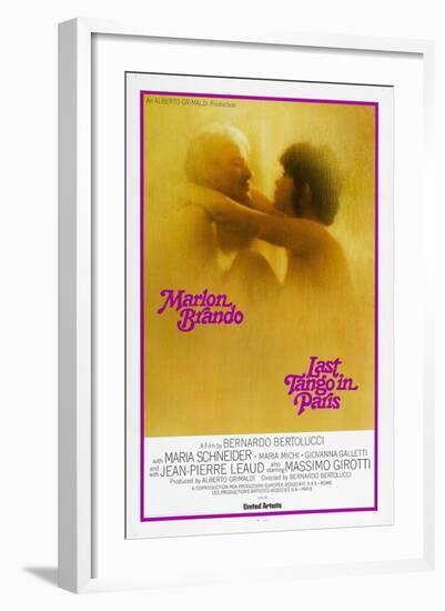 Last Tango in Paris, Marlon Brando, Maria Schneider, US poster, 1972-null-Framed Art Print