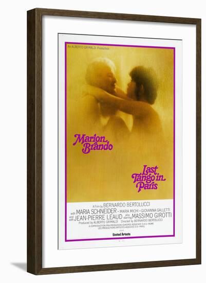 Last Tango in Paris, Marlon Brando, Maria Schneider, US poster, 1972-null-Framed Art Print