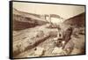 Latchford Viaduct, Showing Locks in Distance (Sepia Photo)-Thomas Birtles-Framed Stretched Canvas