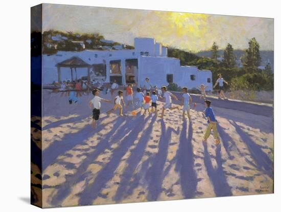 Late Afternoon Football, Ornos, Mykonos-Andrew Macara-Stretched Canvas