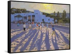 Late Afternoon Football, Ornos, Mykonos-Andrew Macara-Framed Stretched Canvas