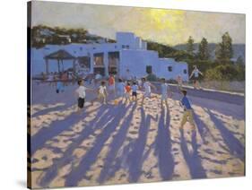 Late Afternoon Football, Ornos, Mykonos-Andrew Macara-Stretched Canvas