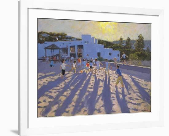 Late Afternoon Football, Ornos, Mykonos-Andrew Macara-Framed Giclee Print