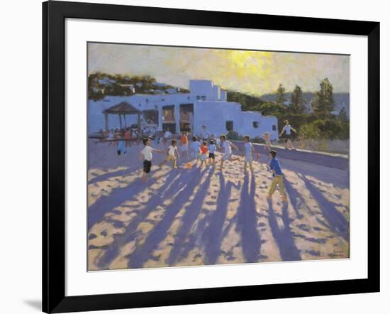 Late Afternoon Football, Ornos, Mykonos-Andrew Macara-Framed Giclee Print