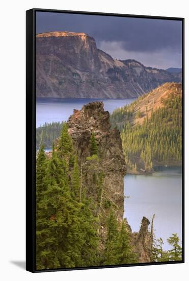 Late Afternoon Light at Crater's Edge, Crater Lake Oregon-Vincent James-Framed Stretched Canvas