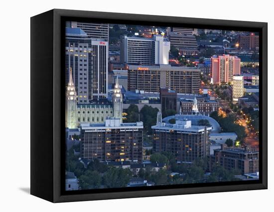 Late Afternoon Light on Mormon Temple Square, Salt Lake Temple and Tabernacle, Salt Lake City-Dennis Flaherty-Framed Stretched Canvas