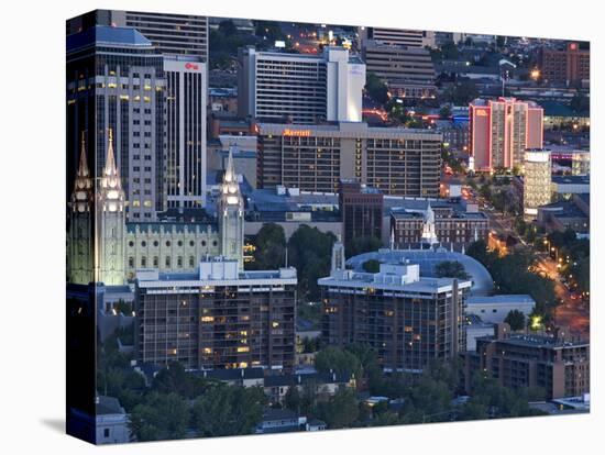 Late Afternoon Light on Mormon Temple Square, Salt Lake Temple and Tabernacle, Salt Lake City-Dennis Flaherty-Stretched Canvas