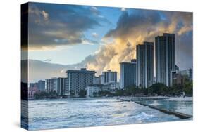 Late Afternoon Light over the High Rise Hotels of Waikiki Beach-Michael-Stretched Canvas