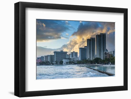 Late Afternoon Light over the High Rise Hotels of Waikiki Beach-Michael-Framed Photographic Print