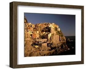 Late Afternoon Town View, Manarola, Rivera di Levante, Cinque Terre, Liguria, Italy-Walter Bibikow-Framed Photographic Print