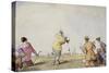 Late Edwardian Golfing Scene-Stapleton Collection-Stretched Canvas