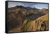 Late evening light on the Scafells from above Hardknott Fort, Lake District National Park, Cumbria,-Jon Gibbs-Framed Stretched Canvas