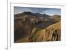 Late evening light on the Scafells from above Hardknott Fort, Lake District National Park, Cumbria,-Jon Gibbs-Framed Photographic Print