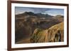 Late evening light on the Scafells from above Hardknott Fort, Lake District National Park, Cumbria,-Jon Gibbs-Framed Photographic Print