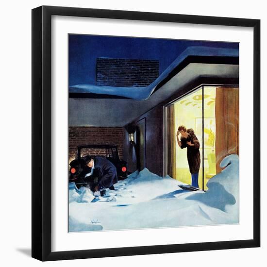 "Late for Party Due to Snow," January 27, 1962-George Hughes-Framed Giclee Print