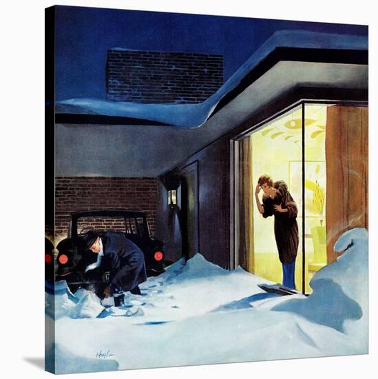"Late for Party Due to Snow," January 27, 1962-George Hughes-Stretched Canvas