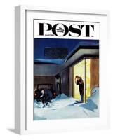 "Late for Party Due to Snow," Saturday Evening Post Cover, January 27, 1962-George Hughes-Framed Giclee Print