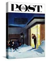 "Late for Party Due to Snow," Saturday Evening Post Cover, January 27, 1962-George Hughes-Stretched Canvas