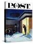 "Late for Party Due to Snow," Saturday Evening Post Cover, January 27, 1962-George Hughes-Stretched Canvas