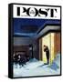 "Late for Party Due to Snow," Saturday Evening Post Cover, January 27, 1962-George Hughes-Framed Stretched Canvas
