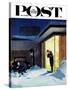 "Late for Party Due to Snow," Saturday Evening Post Cover, January 27, 1962-George Hughes-Stretched Canvas