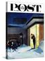 "Late for Party Due to Snow," Saturday Evening Post Cover, January 27, 1962-George Hughes-Stretched Canvas