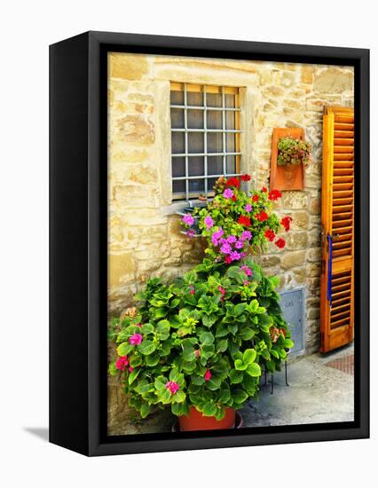 Late Summer in the Tuscan Village of Volpaia, Tuscany, Italy-Richard Duval-Framed Stretched Canvas