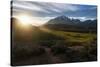 Late Sunrays Breaking Through the Clouds before the Towers of the Torres Del Paine National Park-Michael Runkel-Stretched Canvas