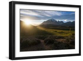 Late Sunrays Breaking Through the Clouds before the Towers of the Torres Del Paine National Park-Michael Runkel-Framed Photographic Print