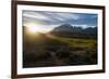 Late Sunrays Breaking Through the Clouds before the Towers of the Torres Del Paine National Park-Michael Runkel-Framed Photographic Print
