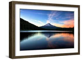 Late Sunset Reflection and Clouds at Trillium Lake, Mount Hood Oregon-Vincent James-Framed Photographic Print