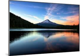 Late Sunset Reflection and Clouds at Trillium Lake, Mount Hood Oregon-Vincent James-Mounted Photographic Print