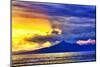 Late sunset view of Mount Agung volcano on the island of Bali, Indonesia.-Greg Johnston-Mounted Photographic Print