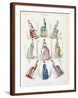 Latest Paris Fashions, Nine Day Dresses in a Fashion Plate, a Supplement to The Queen, May 1885-null-Framed Giclee Print