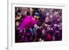 Lathmar Holi Celebrations in Bankei Bihari Temple, Vrindavan, Braj, Uttar Pradesh, India, Asia-Ben Pipe-Framed Photographic Print