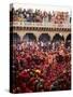 Lathmar Holi Celebrations in Nand Rae Temple, Nandagaon, Braj, Uttar Pradesh, India, Asia-Ben Pipe-Stretched Canvas