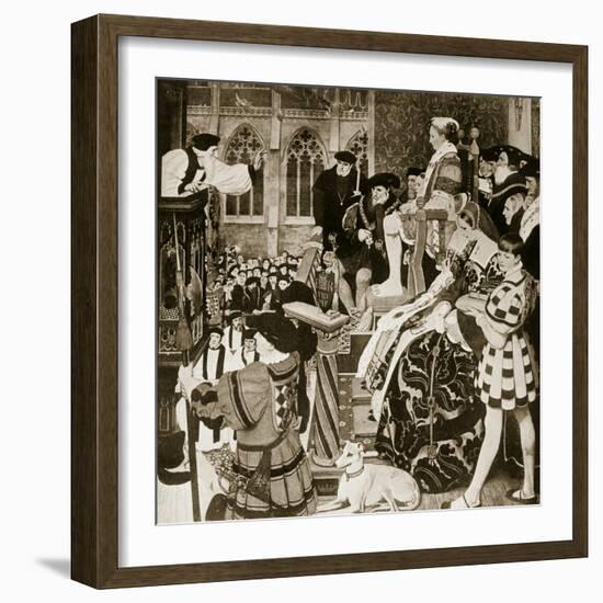 Latimer Preaching before Edward Vi, Illustration from 'Hutchinson's Story of the British Nation'-Ernest Board-Framed Giclee Print