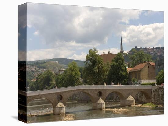Latin Bridge (Latinska Cuprija), Across the River Miljacka, Sarajevo, Bosnia, Bosnia-Herzegovina-Graham Lawrence-Stretched Canvas