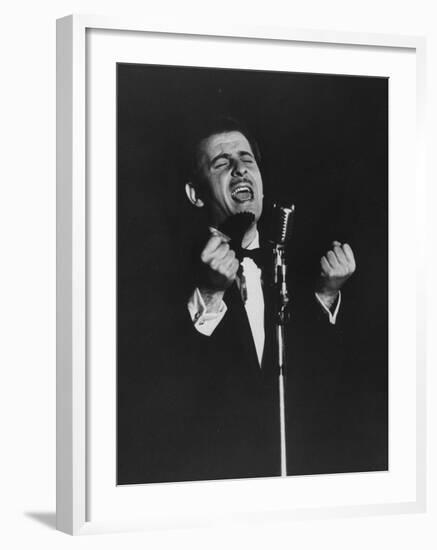 Latin Singer Domenico Modugno Performing on Stage-Ed Clark-Framed Premium Photographic Print