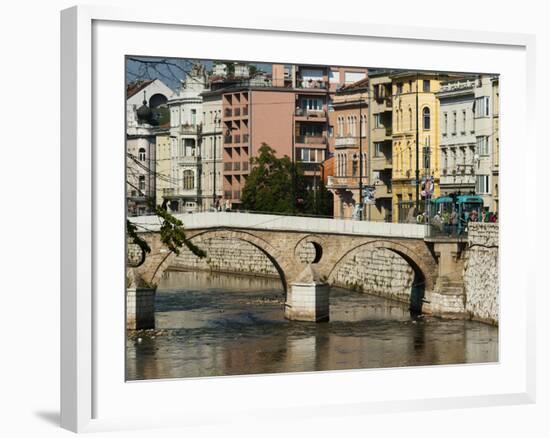 Latinska Cuprija (Latin Bridge) over Miljacka River, Place of Murder of Archduke Ferdinand, Sarajev-Emanuele Ciccomartino-Framed Photographic Print