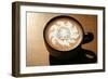 Latte Art, Designs Drawn with Steamed Milk in Hot Fresh Rich Coffee in a Ceramic Coffee Cup.-mikeledray-Framed Art Print