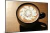 Latte Art, Designs Drawn with Steamed Milk in Hot Fresh Rich Coffee in a Ceramic Coffee Cup.-mikeledray-Mounted Art Print