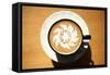 Latte Art, Designs Drawn With Steamed Milk In Hot Fresh Rich Coffee In A Ceramic Coffee Cup-mikeledray-Framed Stretched Canvas