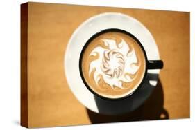 Latte Art, Designs Drawn With Steamed Milk In Hot Fresh Rich Coffee In A Ceramic Coffee Cup-mikeledray-Stretched Canvas